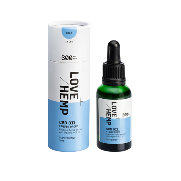 Love Hemp 300mg Peppermint 1% CBD Oil Drops – 30ml