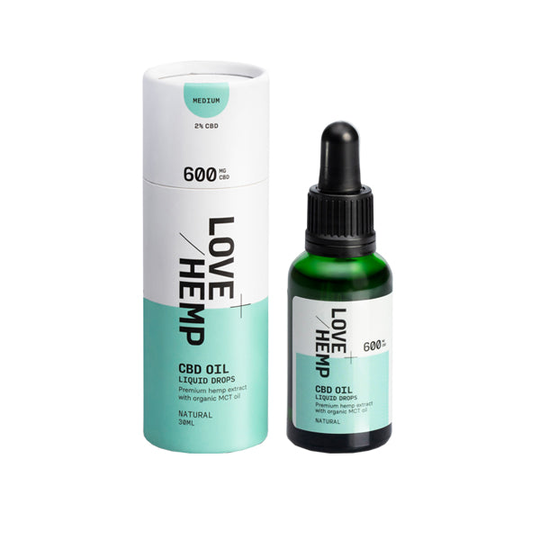 Love Hemp 600mg Natural 2% CBD Oil Drops – 30ml