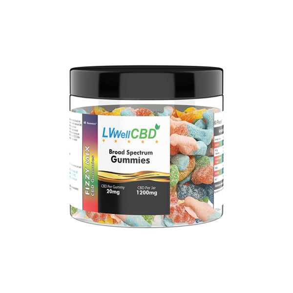 LVWell CBD 1200mg CBD Fizzy Mix Gummies – 60 Pieces