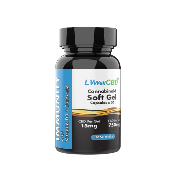 LVWell CBD 750mg CBD Soft Gel Capsules Immunity – 50 Caps