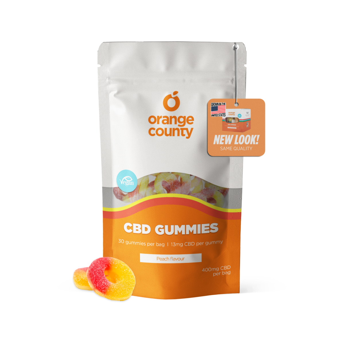 Orange County CBD Gummy Fizzy Peach Rings 400mg